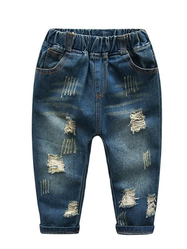 Unisex Blue Jeans with Broken Holes