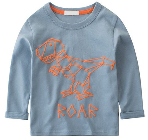 Boy Blue-gray Dinosaur Shirt
