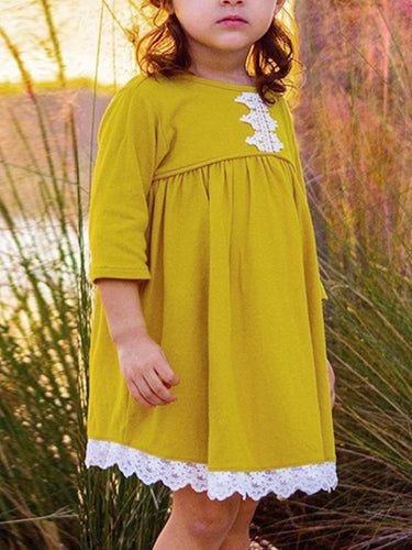 Girl Yellow Dress with Laces