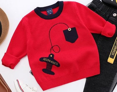 Boy Red Airplane Sweater