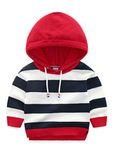 Load image into Gallery viewer, Unisex Mustard / Red Striped Knitted Hoodie Sweater