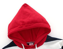 Load image into Gallery viewer, Unisex Mustard / Red Striped Knitted Hoodie Sweater