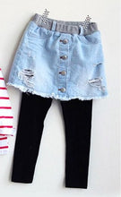 Load image into Gallery viewer, Girl Fake 2-piece Denim Skirt Leggings Pants