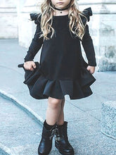 Load image into Gallery viewer, Girl Dark Blue Ruffled Dress