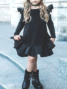 Girl Dark Blue Ruffled Dress