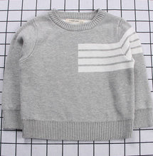 Load image into Gallery viewer, Boy Gray Sweater with White Stripes