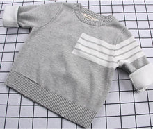 Load image into Gallery viewer, Boy Gray Sweater with White Stripes