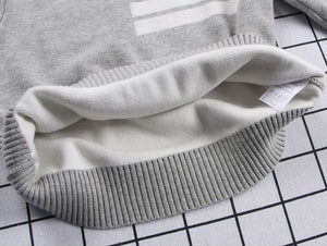 Boy Gray Sweater with White Stripes
