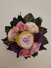 Load image into Gallery viewer, Unique Purple Preserved Flowers in Cream Vase