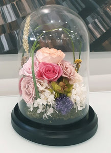Unique Glass Dome of Pink Bouquet