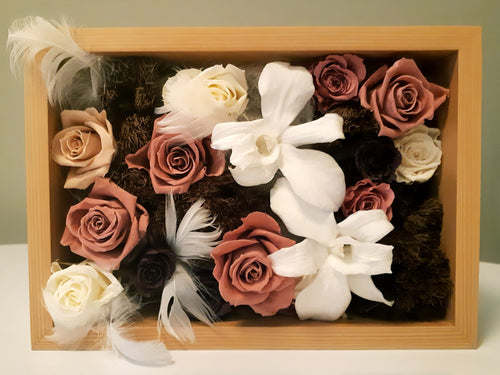 Unique Purple / White Flowery Wooden Box
