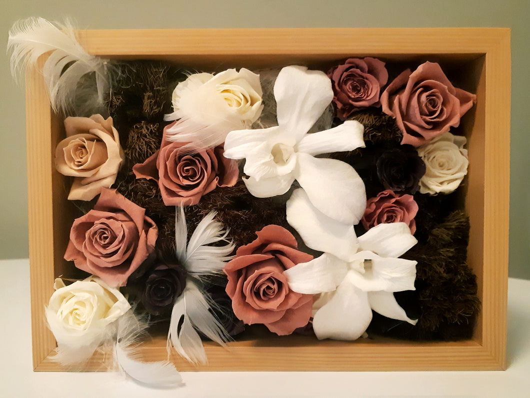 Unique Purple / White Flowery Wooden Box