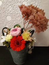 Load image into Gallery viewer, Unique Flowery Tin Vase with Sweet Couple under a Pink Tree