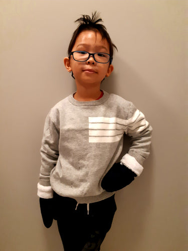 Boy Gray Sweater with White Stripes