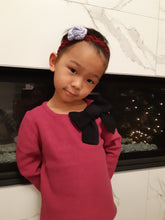 Load image into Gallery viewer, Girl Pink Sweater with Black Ribbon Decoration