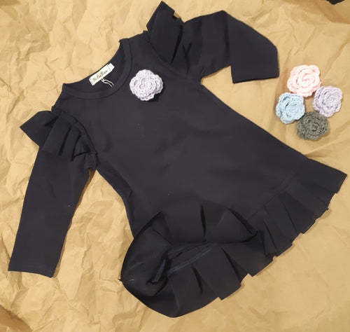 Girl Dark Blue Ruffled Dress
