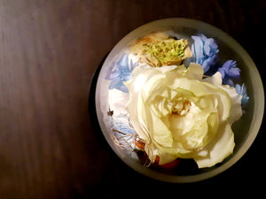 Unique Blossom of Preserved Flowers in Bell Jar