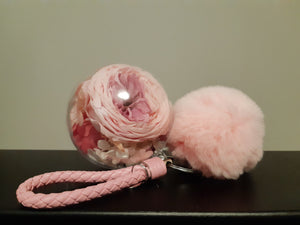 Medium Fluffy Key Chains with Preserved Flowers