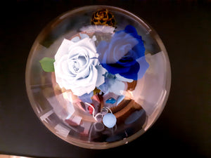Unique Blossom of Preserved Flowers in Bell Jar