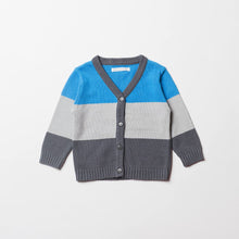 Load image into Gallery viewer, Boy Blue Block Striped Cardigan