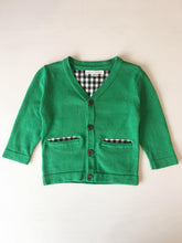 Load image into Gallery viewer, Boy Green Cardigan with Checker Pattern