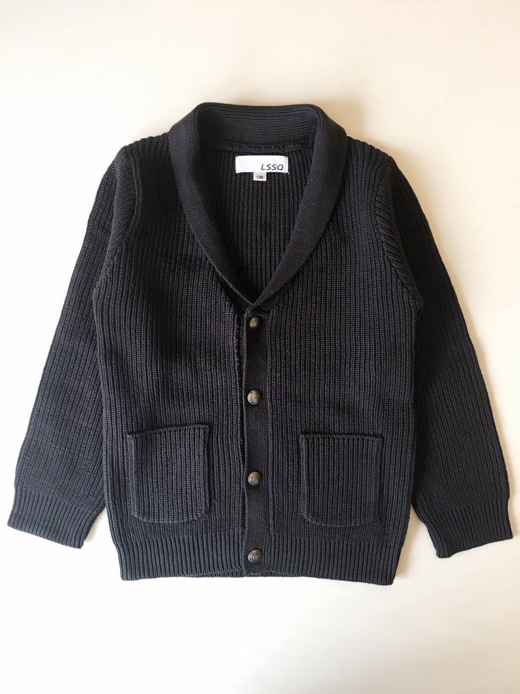 Boy Dark Blue / Sand Knit Cardigan