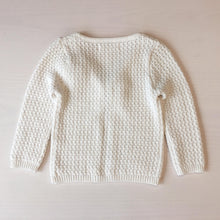 Load image into Gallery viewer, Girl Gray/White Cardigan with White/Black Flower Decoration