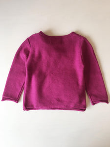 Girl Pink Sweater with Black Ribbon Decoration