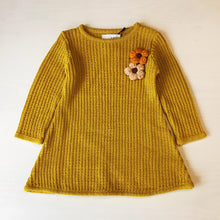 Load image into Gallery viewer, Girl Mustard Knit Dress with Flower Decoration