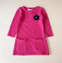 Load image into Gallery viewer, Girl Pink Knit Dress with Black Flower Decoration